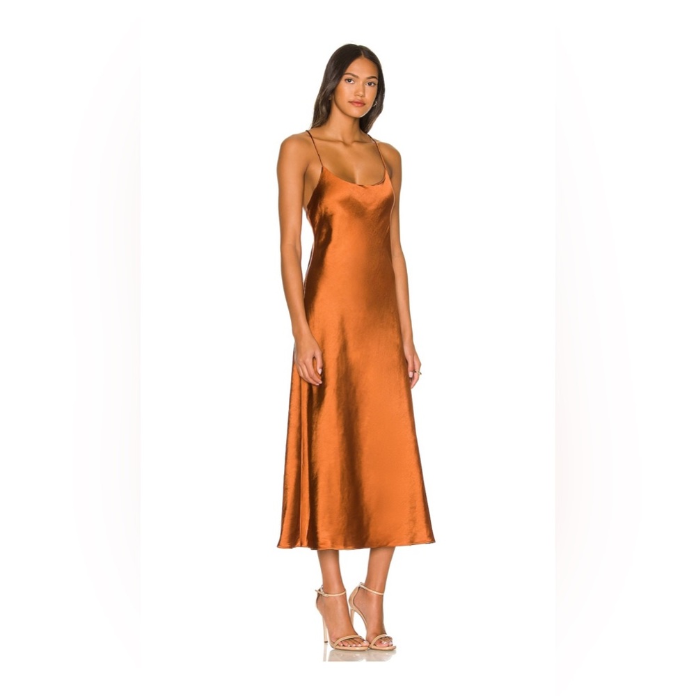 Line & Dot Satin Midi Dress